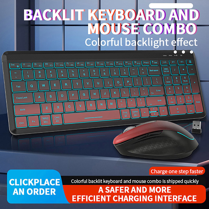 RGB 백라이트 무소음 무선 키보드 및 마우스 콤보 2 - Gaming Keyboard Bundle 리뷰 및 가격