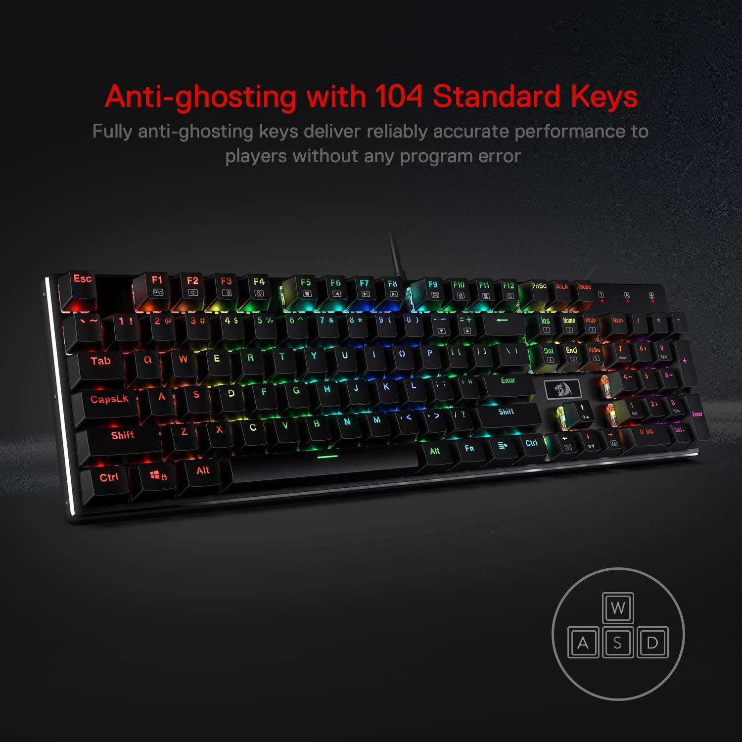 Redragon RGB LED 백라이트 유선 104 키 - Gaming Keyboard No Noise 리뷰 및 가격