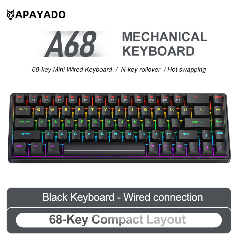APAYADO A68 유선 기계식 키보드 핫 스왑 가능 - Gaming Keyboard Bundle 리뷰 및 가격